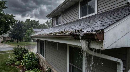 Neglect of Gutter Maintenance Near Eaves